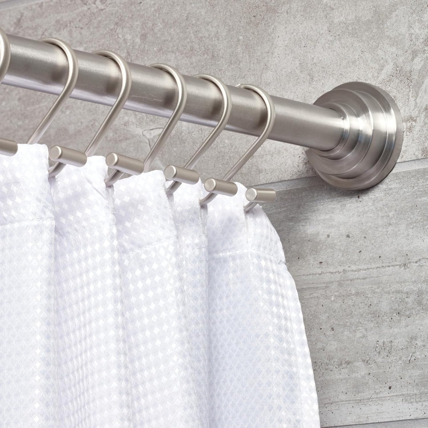 76752 Metal T-Bar Shower Curtain Hooks Rust Resistant Rings for Kid'S, Guest, Master Bathroom, 1" X 1.75" X 2.75", Set of 12, Satin