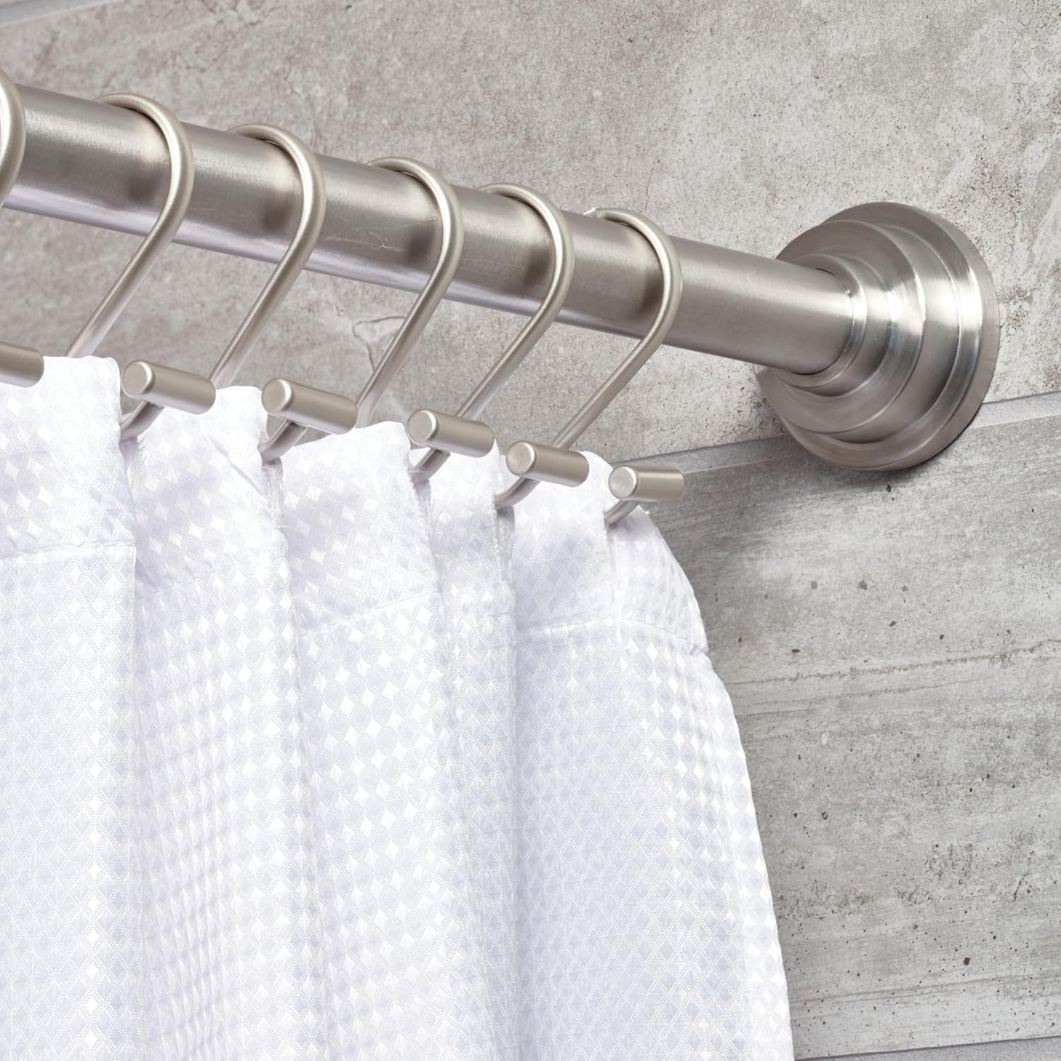 76752 Metal T-Bar Shower Curtain Hooks Rust Resistant Rings for Kid'S, Guest, Master Bathroom, 1" X 1.75" X 2.75", Set of 12, Satin
