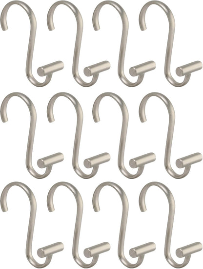 76752 Metal T-Bar Shower Curtain Hooks Rust Resistant Rings for Kid'S, Guest, Master Bathroom, 1" X 1.75" X 2.75", Set of 12, Satin
